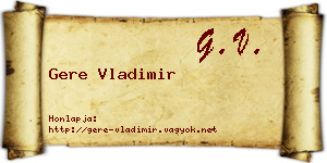 Gere Vladimir névjegykártya